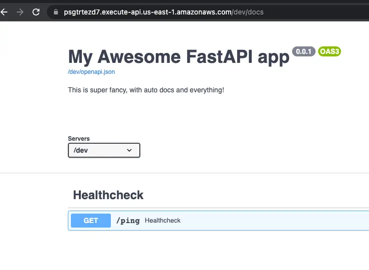 FastAPI Lambda - Docs working through API Gateway