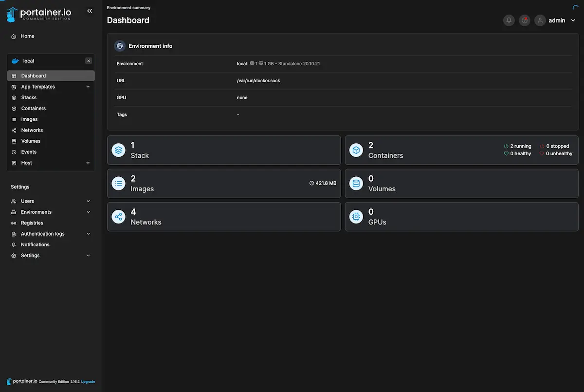 Portainer Container Management Dashboard